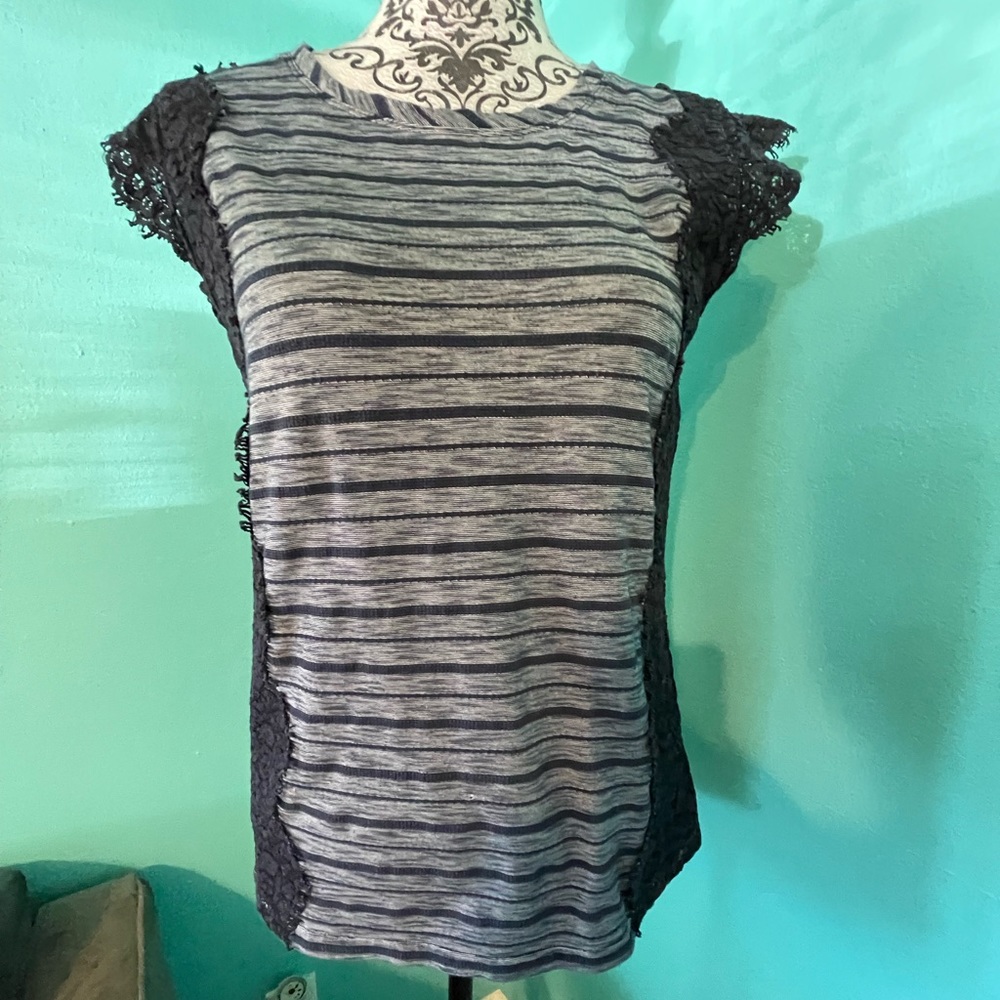 EUC Karl Lagerfeld Blouse with Lace Sleeves
